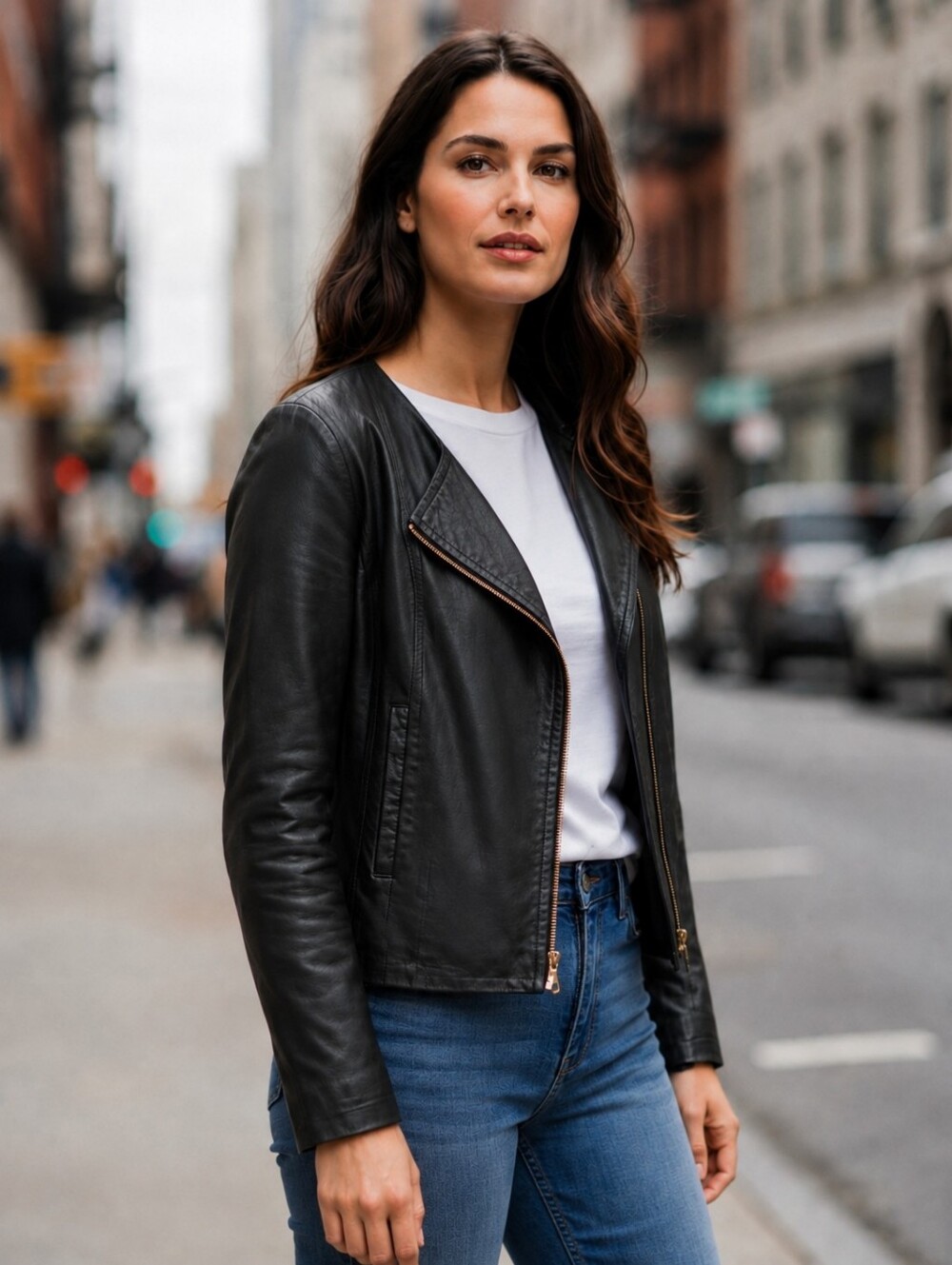 NWOT Ann Taylor Genuine Leather Moto Jacket Black M NEW